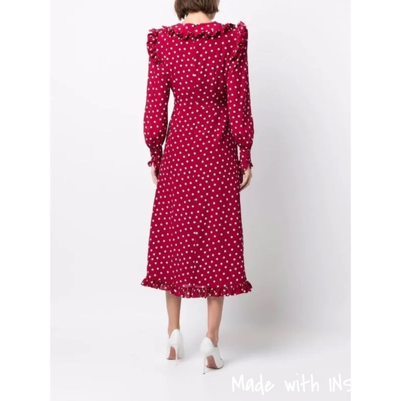 Alessandra Rich Rosette gathered polka-dot silk-crepe dress - Picture 4 of 16
